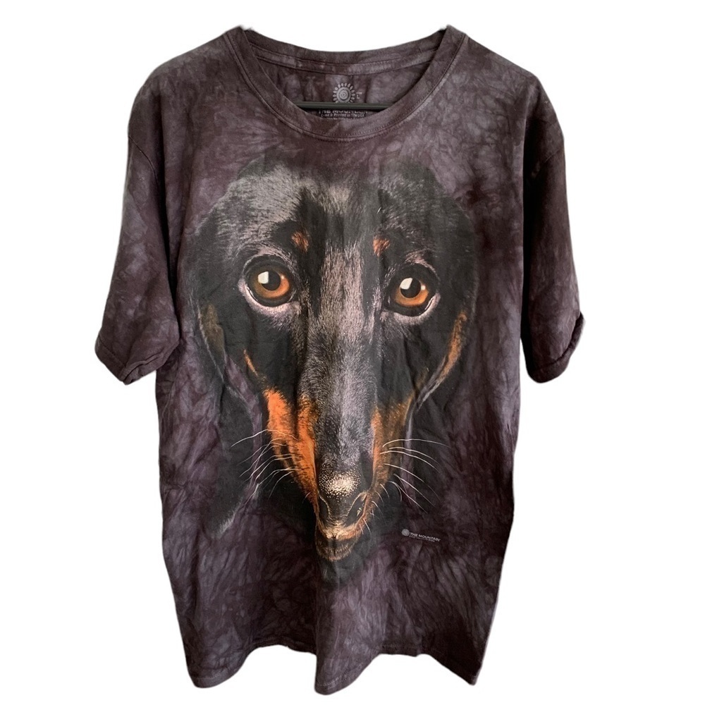 The Mountain Shirt Adult Size Large Black Gray Brown Dog Dachshund Tee Shirt